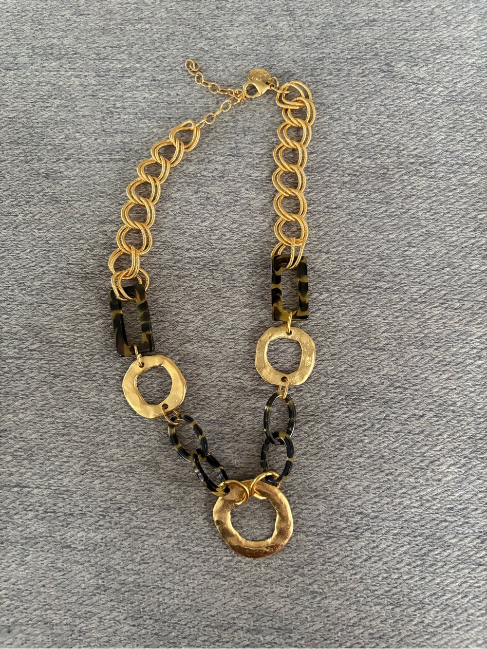 Susan Shaw Gold and tortoise Mixed-Link Statement Necklace